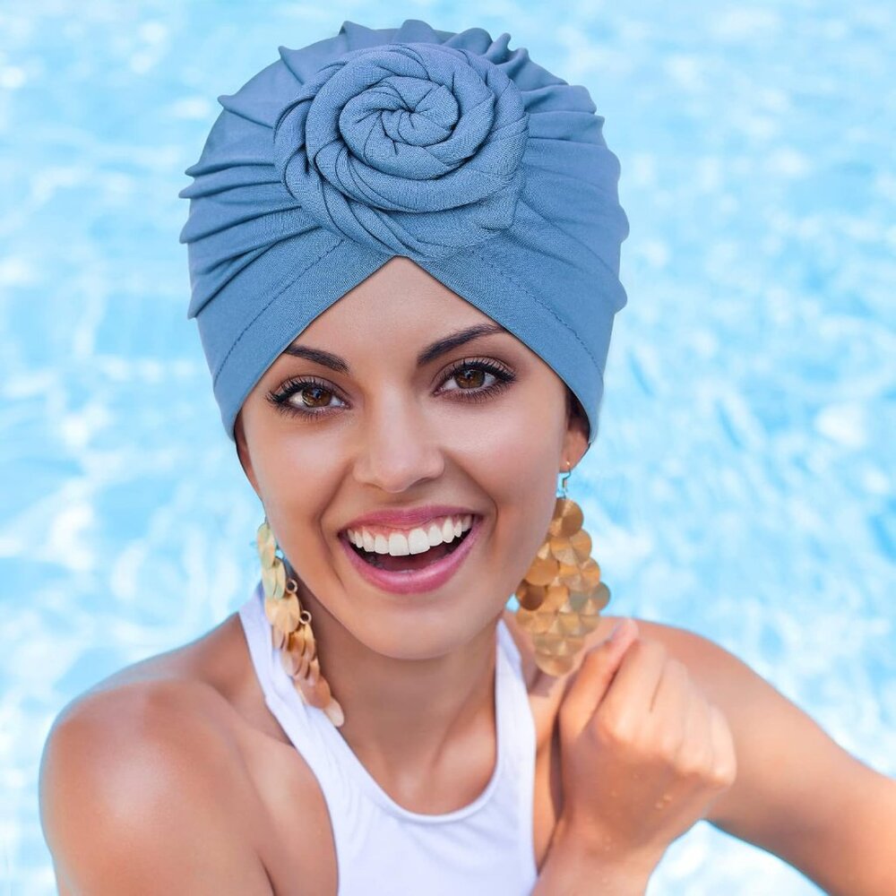 18 Pcs Women Turban African Pre Tied Bonnet Hairwrap Flower Knot Bonnet Beanie C View 6